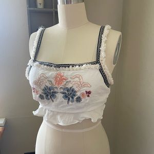Embroidered Floral Crop Top